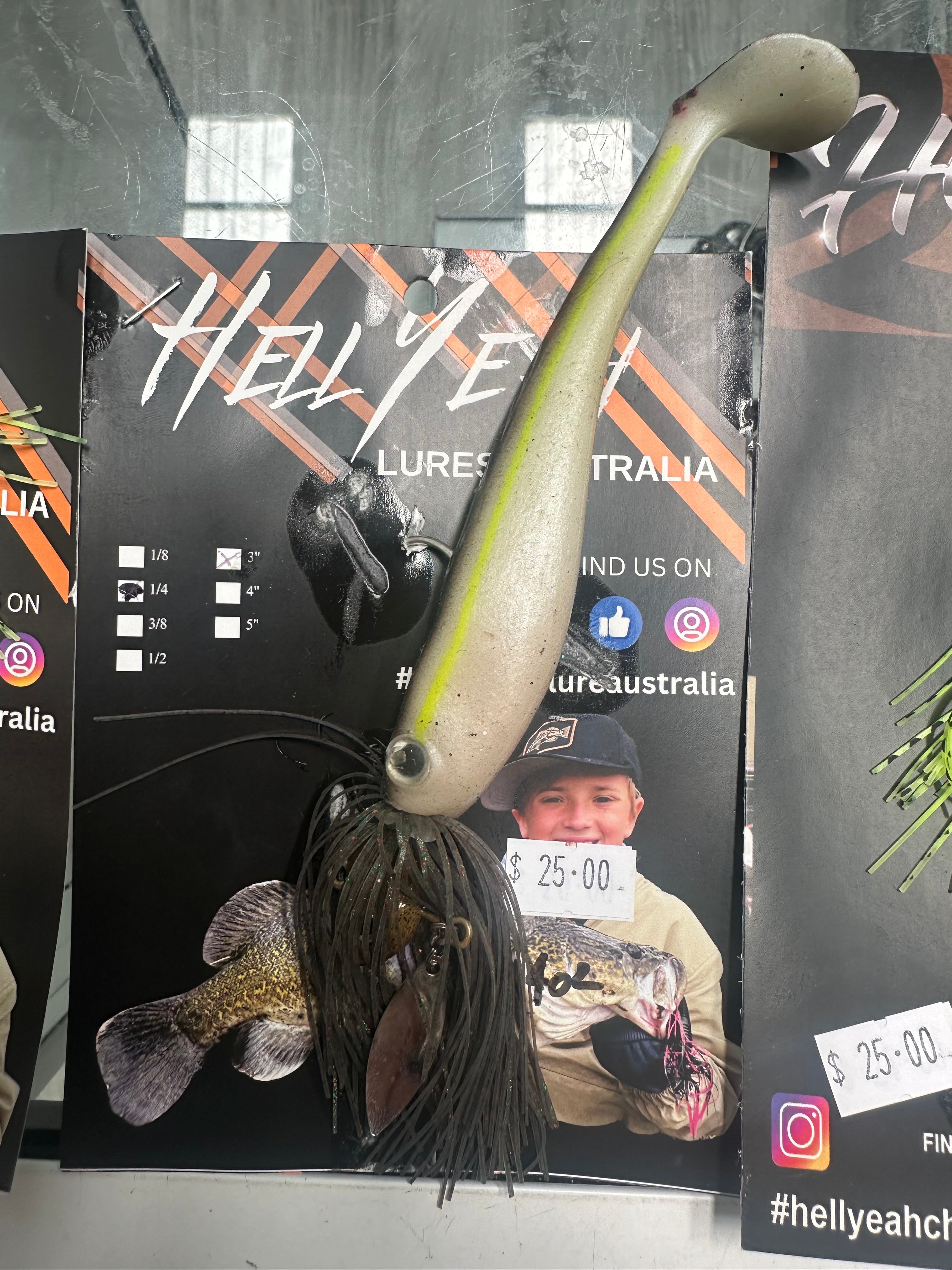 Hell Yeah Swim Jig Flasher 3/4oz 6Inch Paddle Brown Grey Ghost