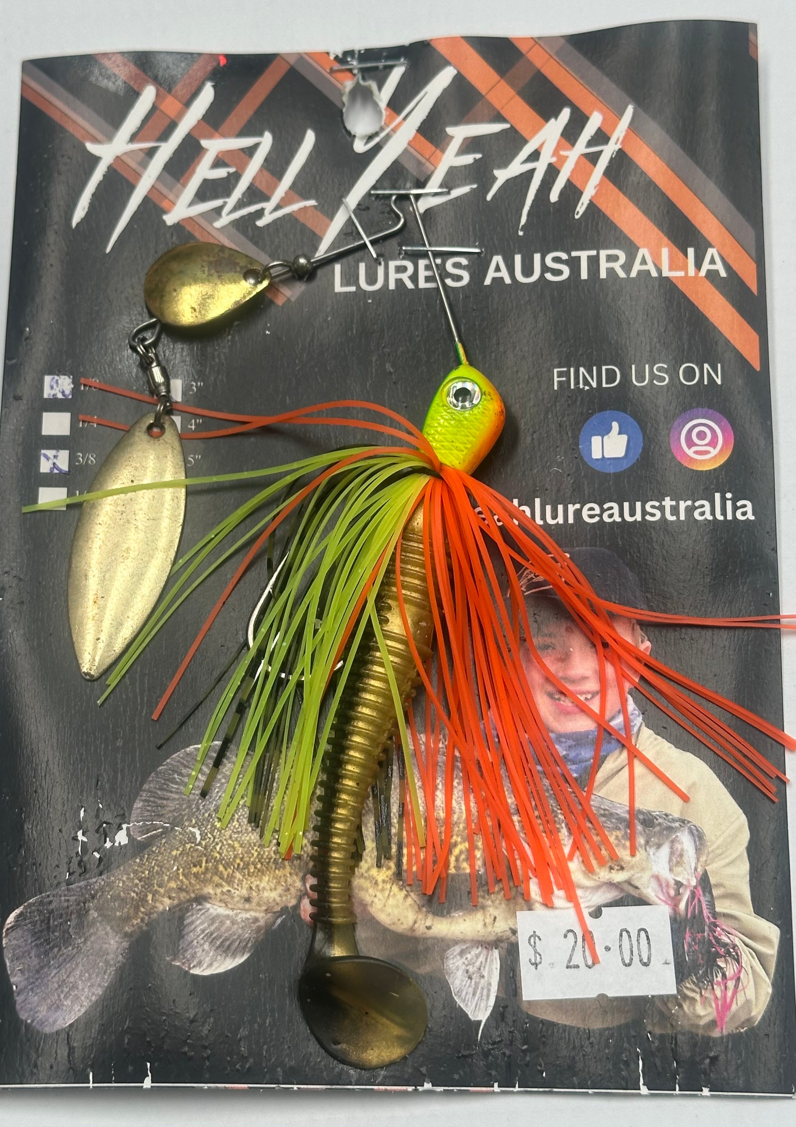 Hell Yeah Spinnerbaits Custom 3/8th 3Inch Orange Chart Gold