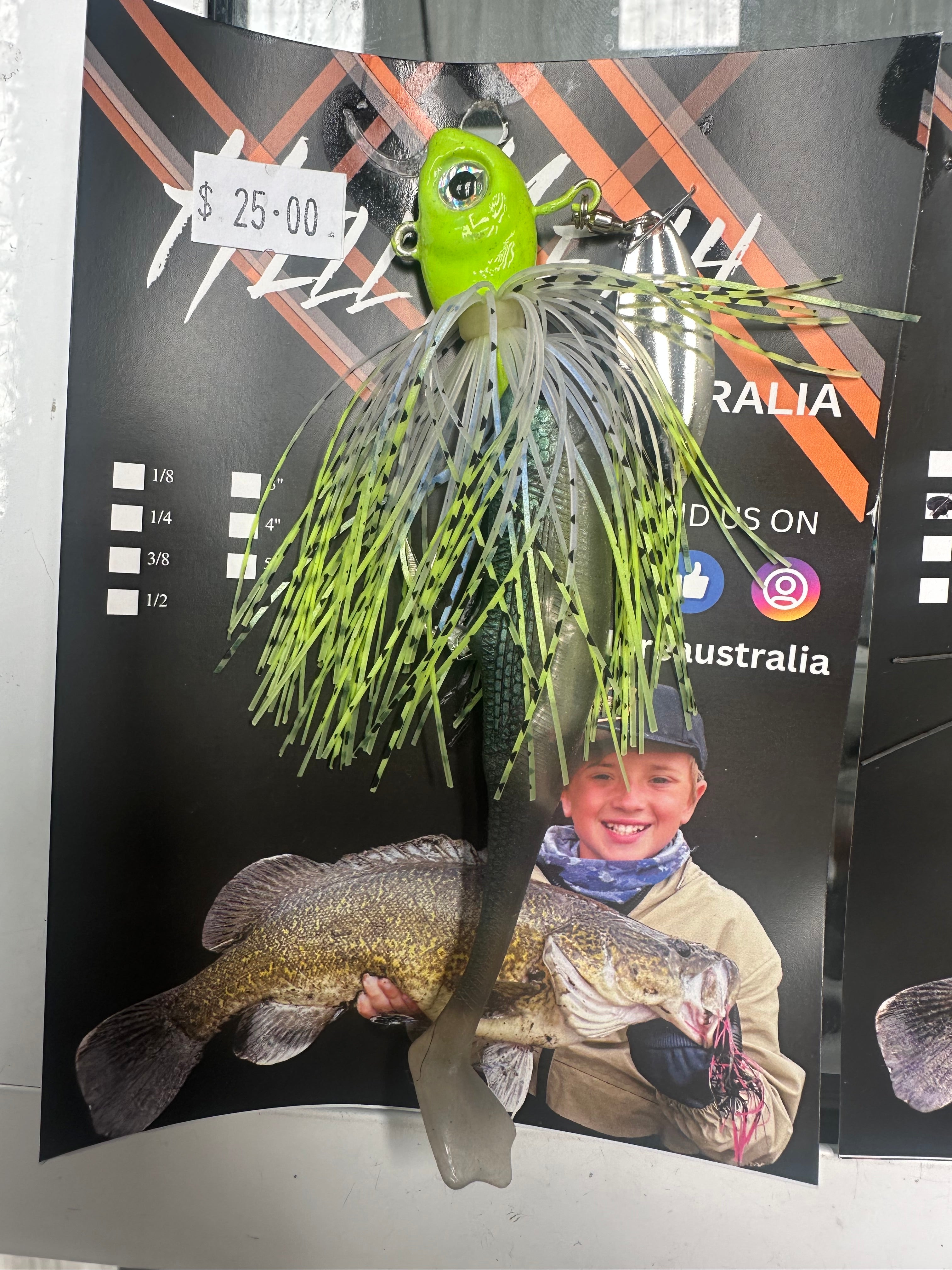 Hell Yeah Swim Jig Flasher 3/4oz 6Inch Paddle Chart olive Green