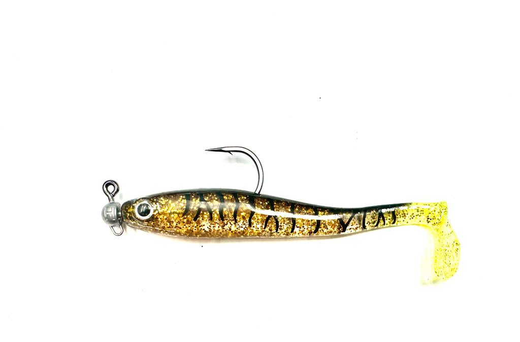 Shads 5” Hollow Shads 1/4oz Rigged 6/0 Black and Gold