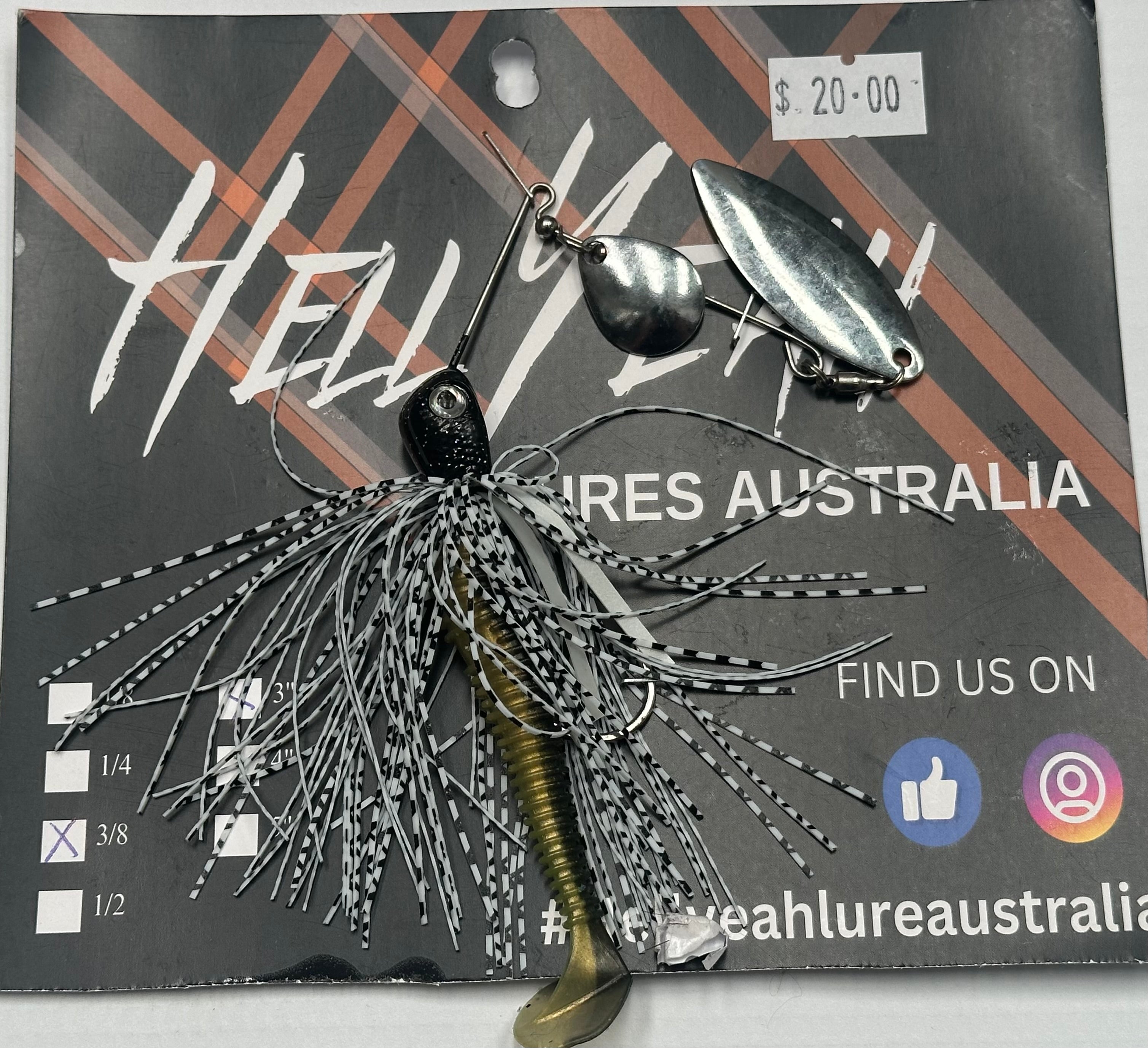 Hell yeah Spinnerbaits Custom 3/8th Black and White 3 Inch