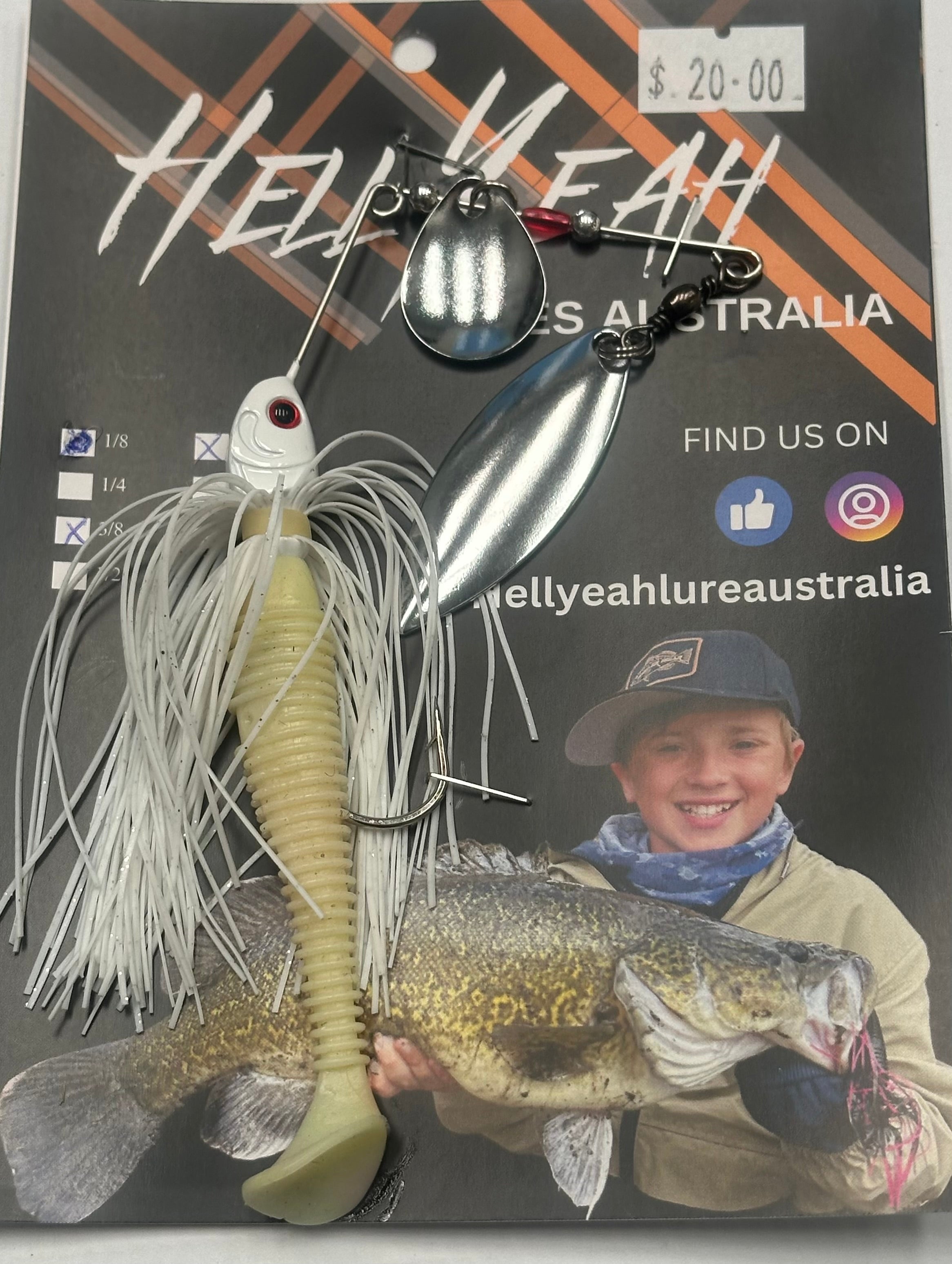 Hell Yeah Spinnerbaits Custom 1/2th Oz Pearl Glow Silver 4”