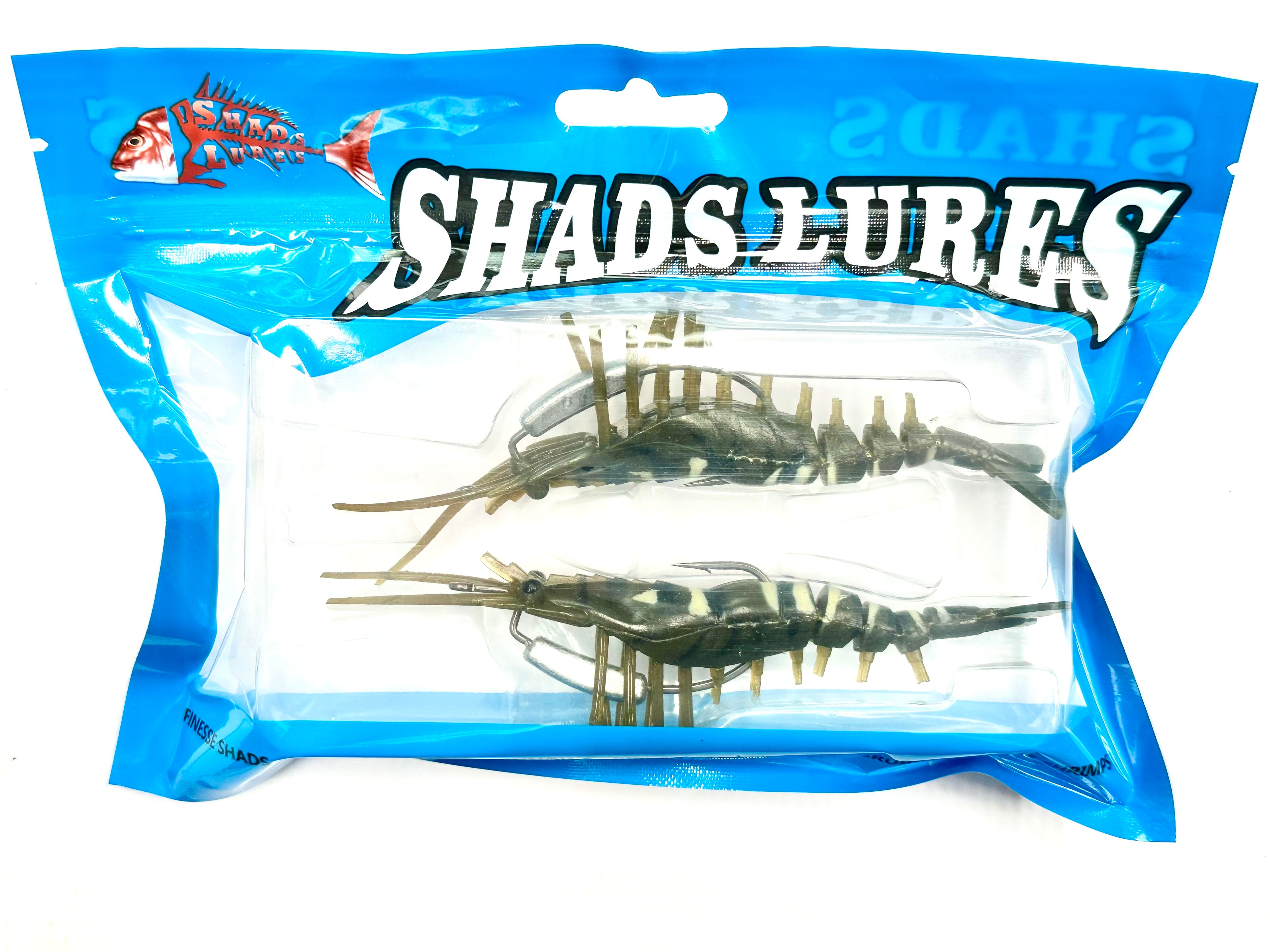 Shads Lures 4 Inch Fuz Prawn 2 Pack Rigged 1/4oz 3/0