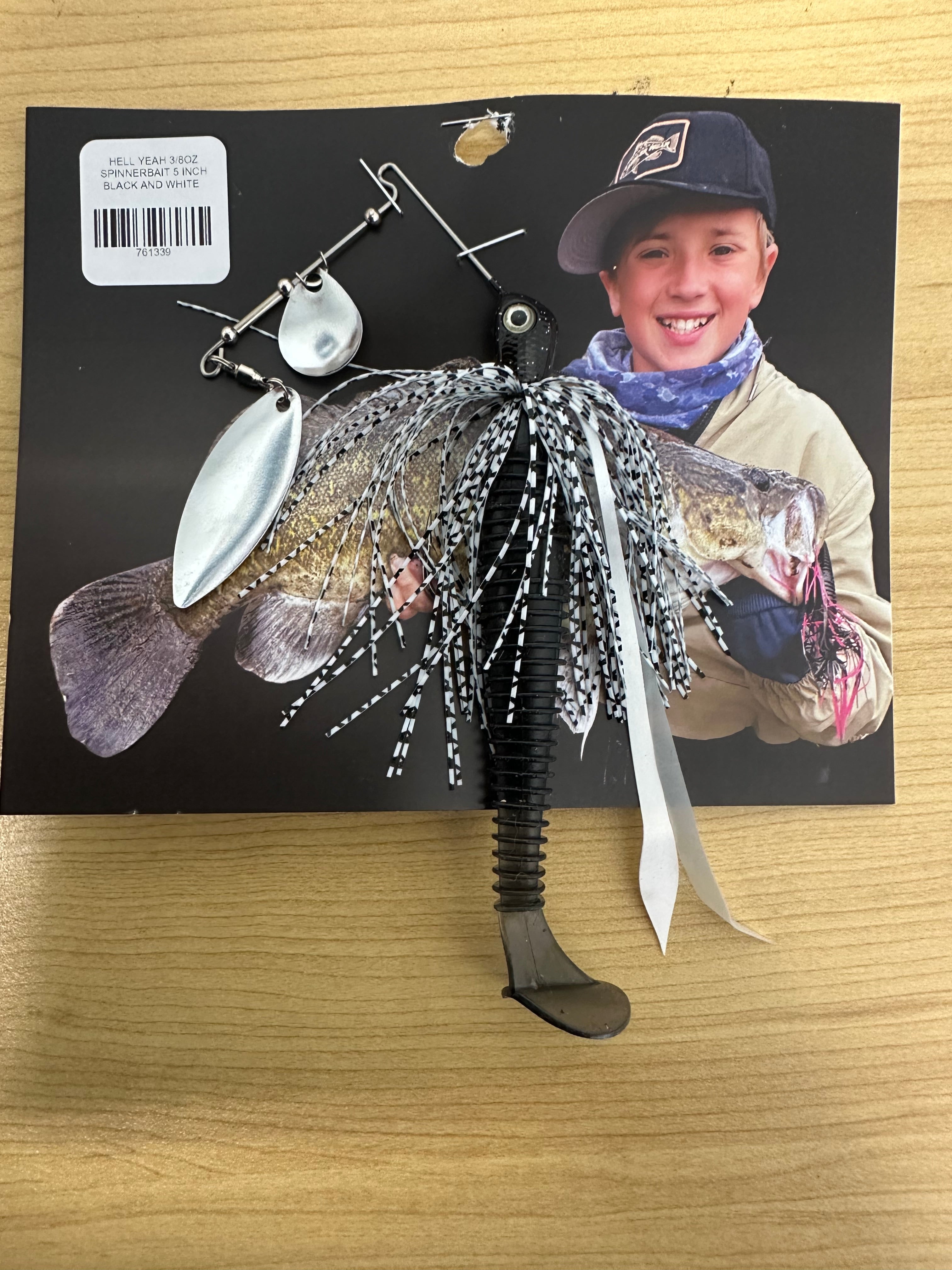 Hell Yeah Spinner Bait 5” Black White Spot River Bait