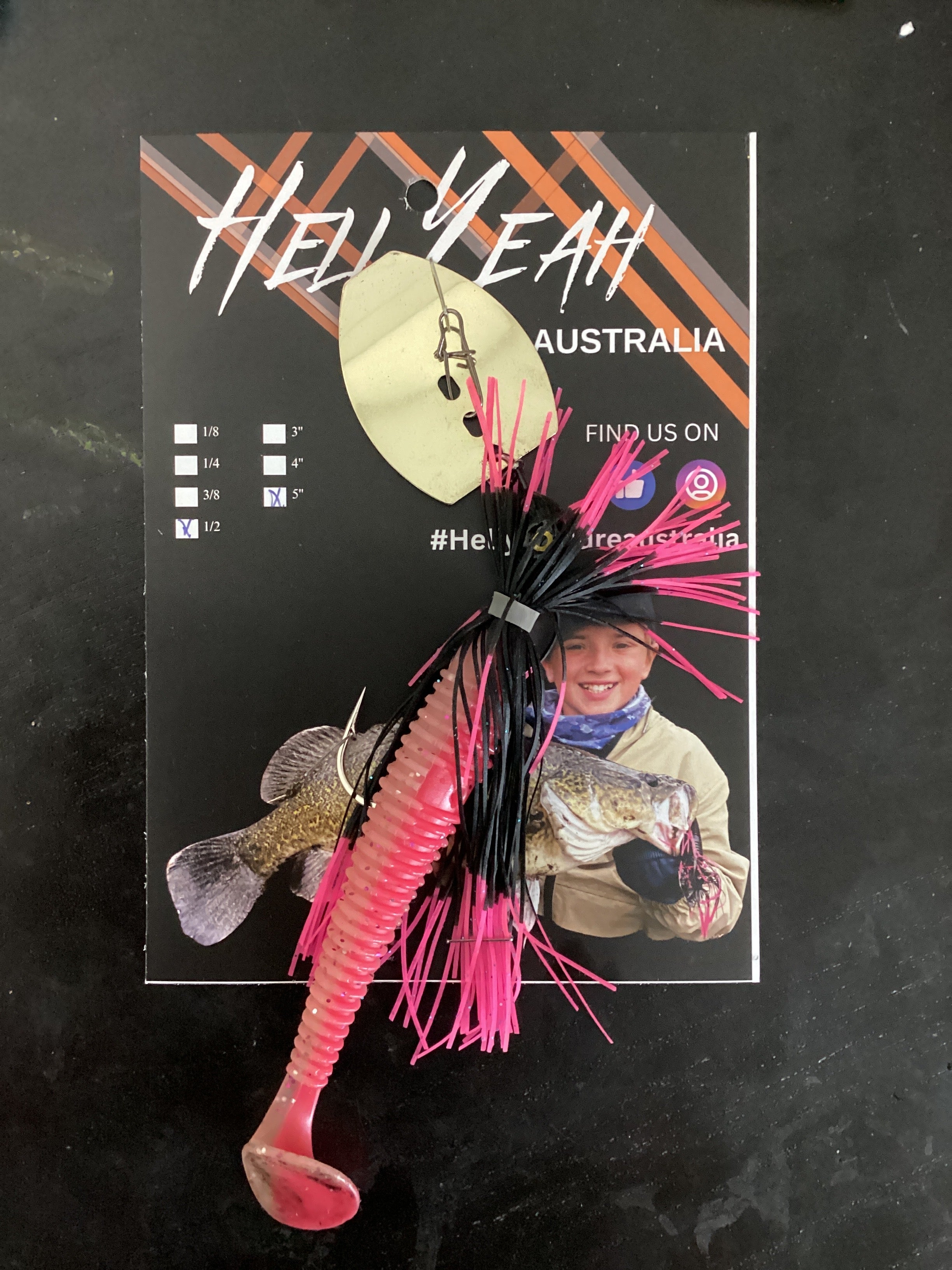 Hell Yeah 1/2oz 5” Chatterbait Xl Blade Black Pink