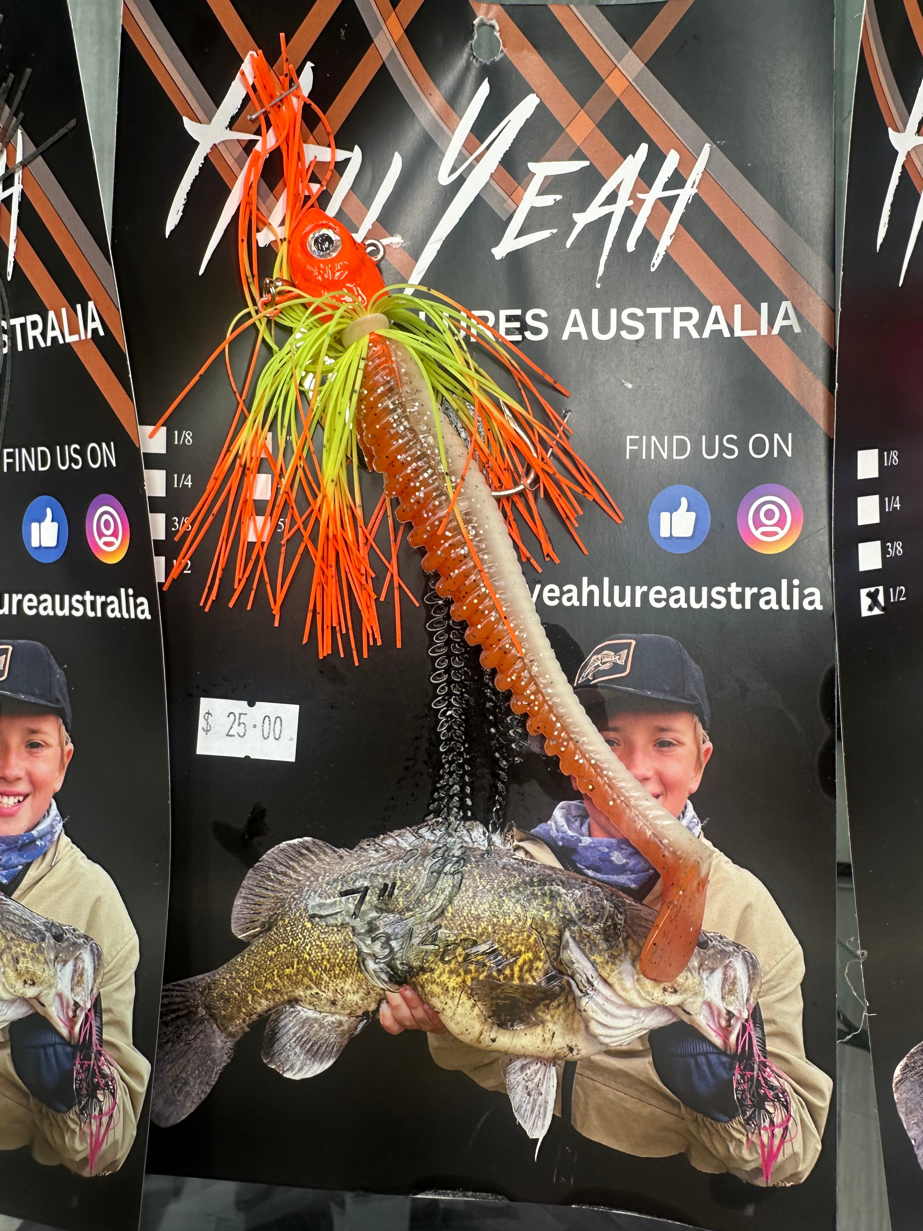 Hell Yeah Swim Jig Flasher 1 oz 7Inch Paddle Tail Orange/Chart