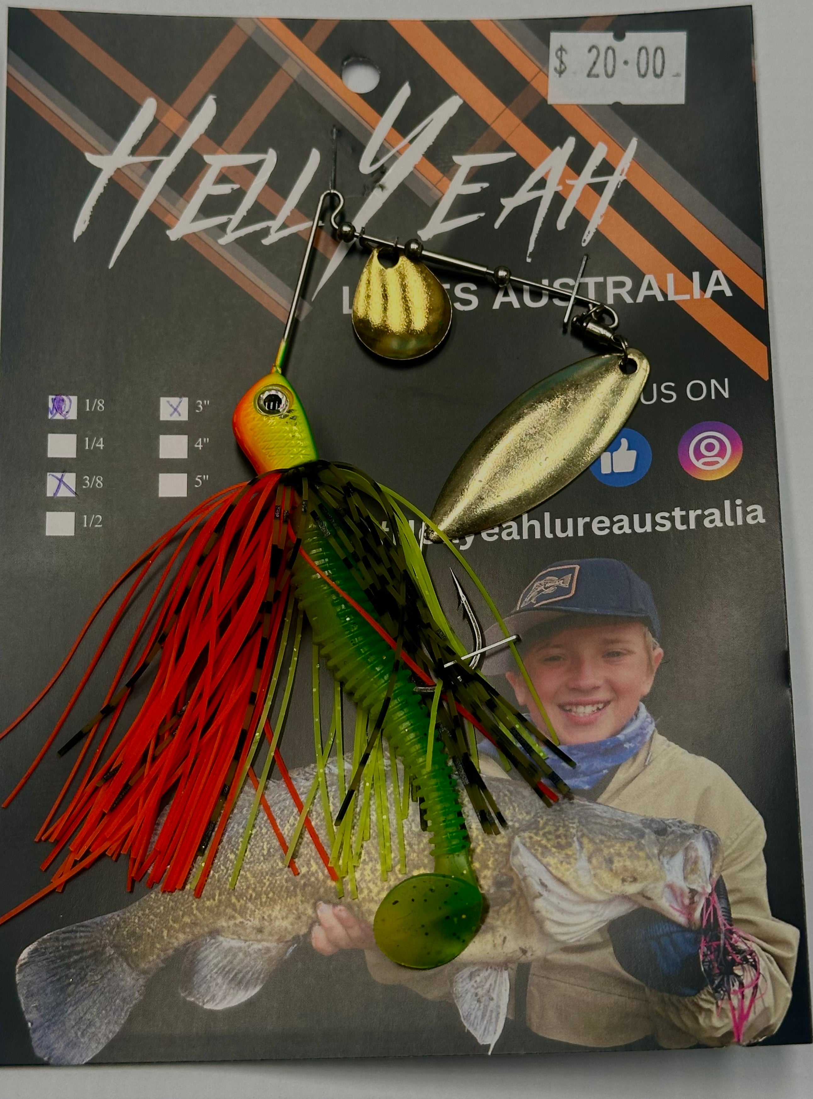 Hell Yeah Spinner Bait 3” 3/8th Fire Tiger