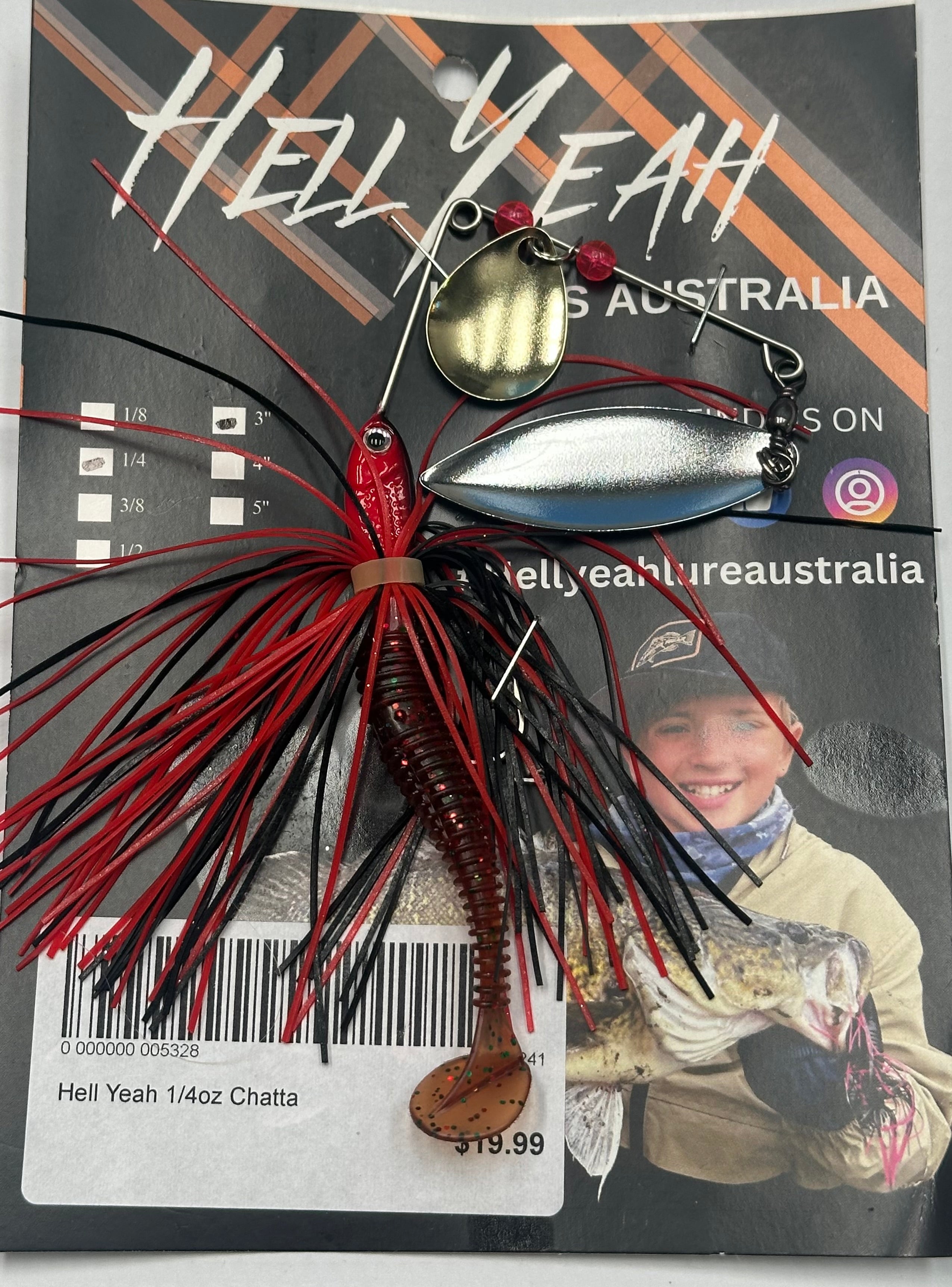 Hell Yeah Spinnerbaits 1/4th custom 3Inch Red Black Silver