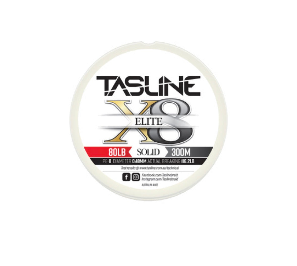 Tasline Elite White 300m Braid Fishing Line #80lb