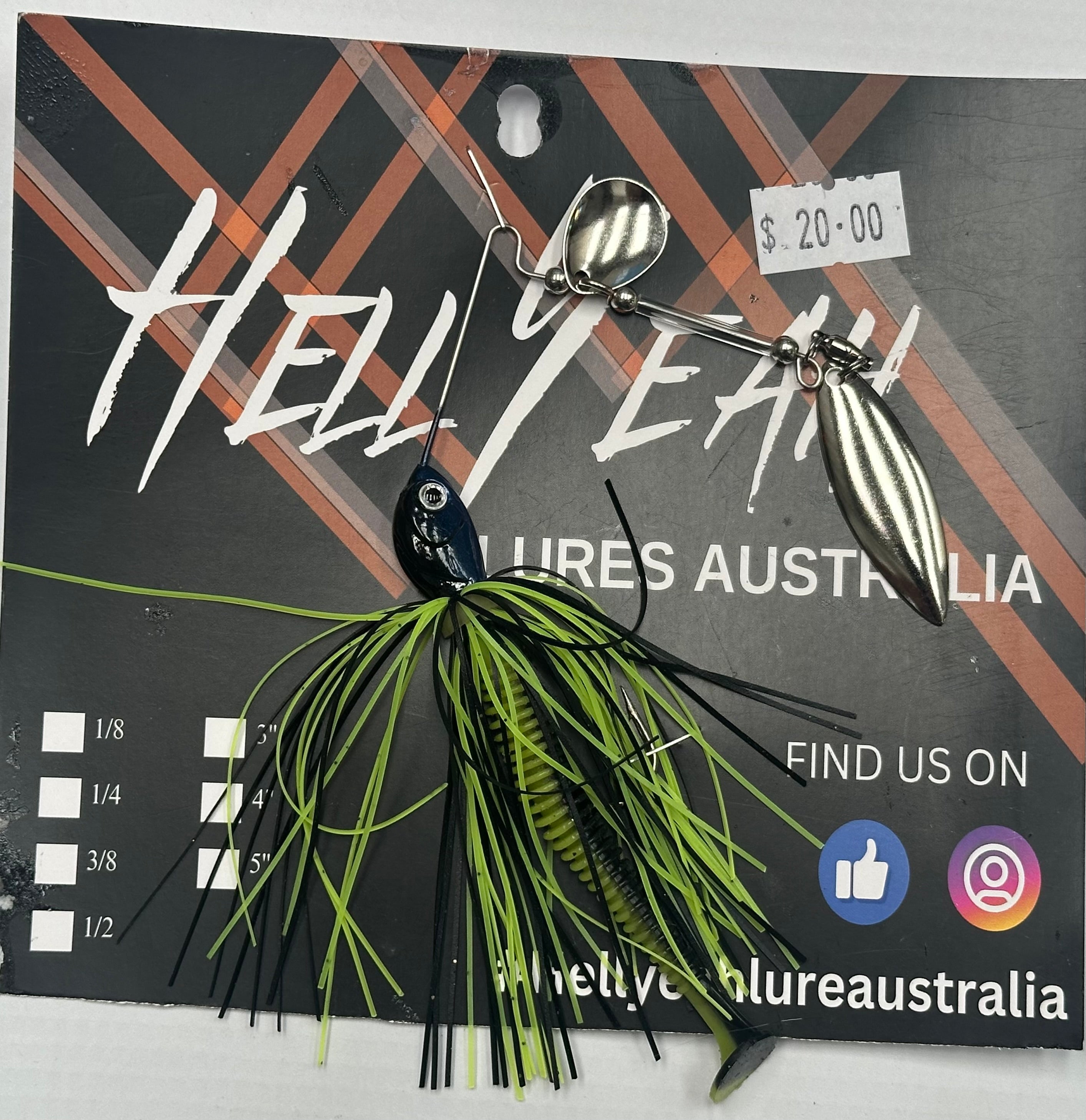Hell Yeah Spinner Bait Custom 3/8th 3” Black Chart
