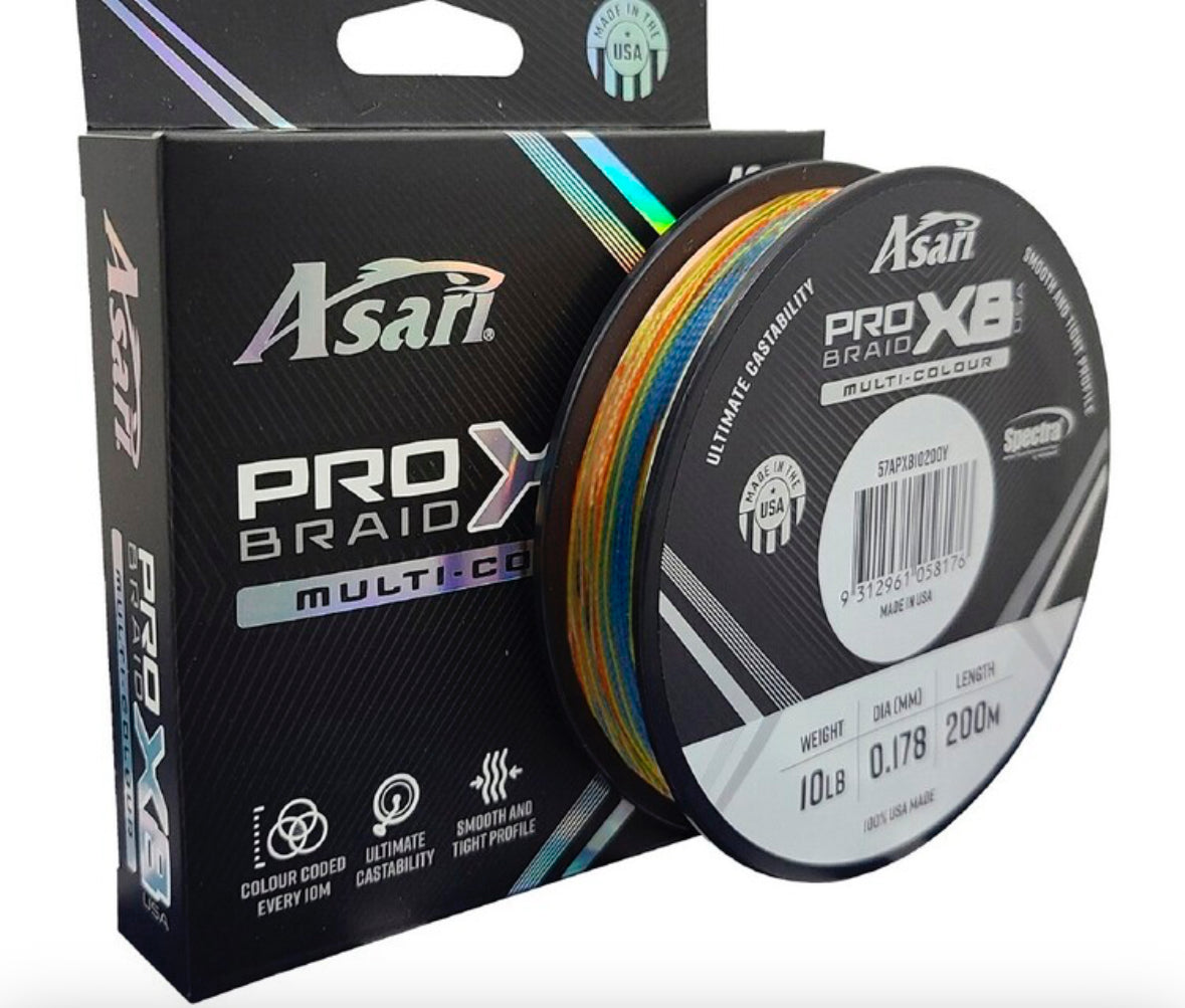 Asari Pro X8 Braided Line 200m Multicoloured 20 lb