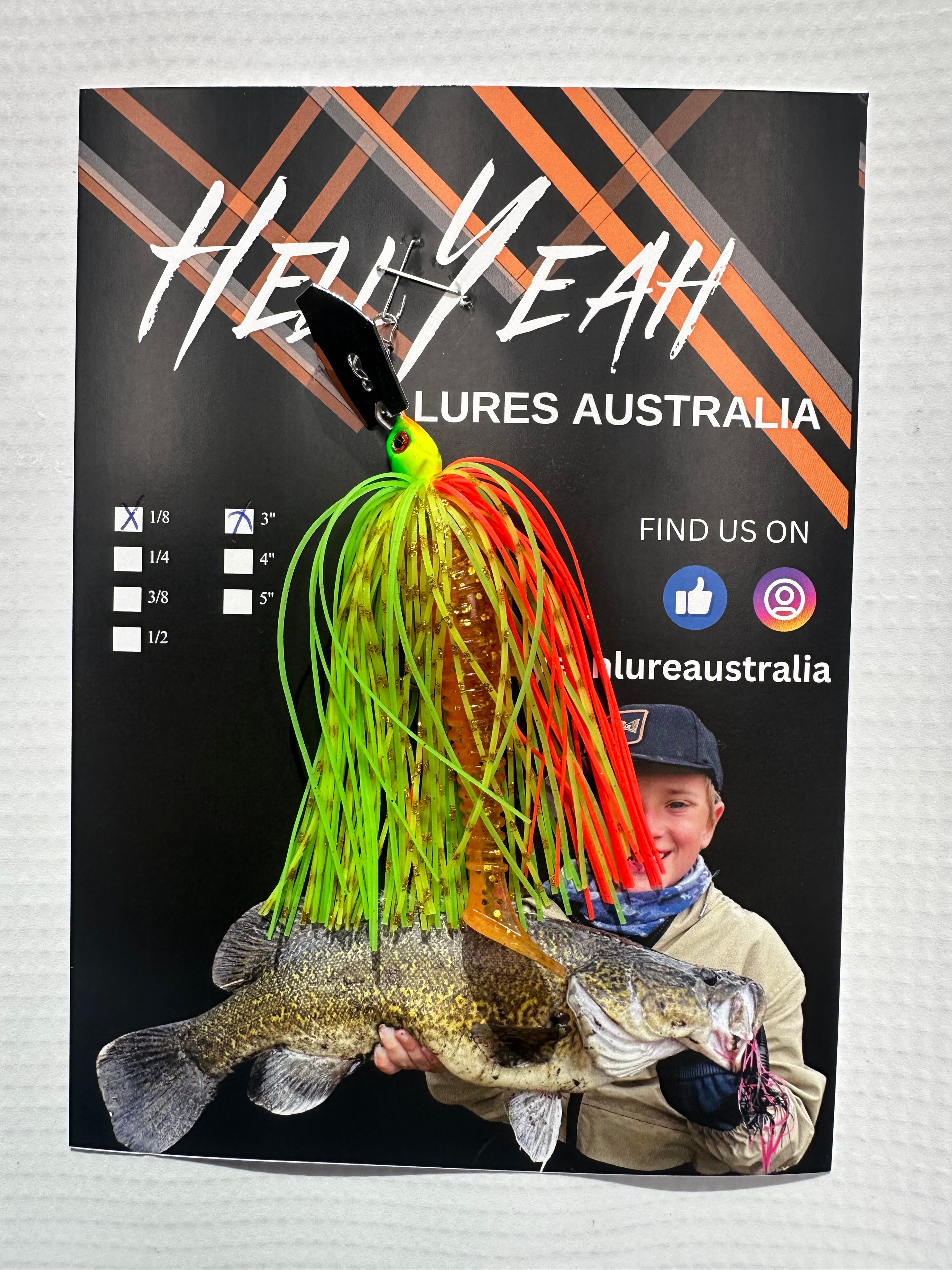 Hell Yeah Lures Chatterbaits 3” Lime Orange Chart Tiger 1/8th oz