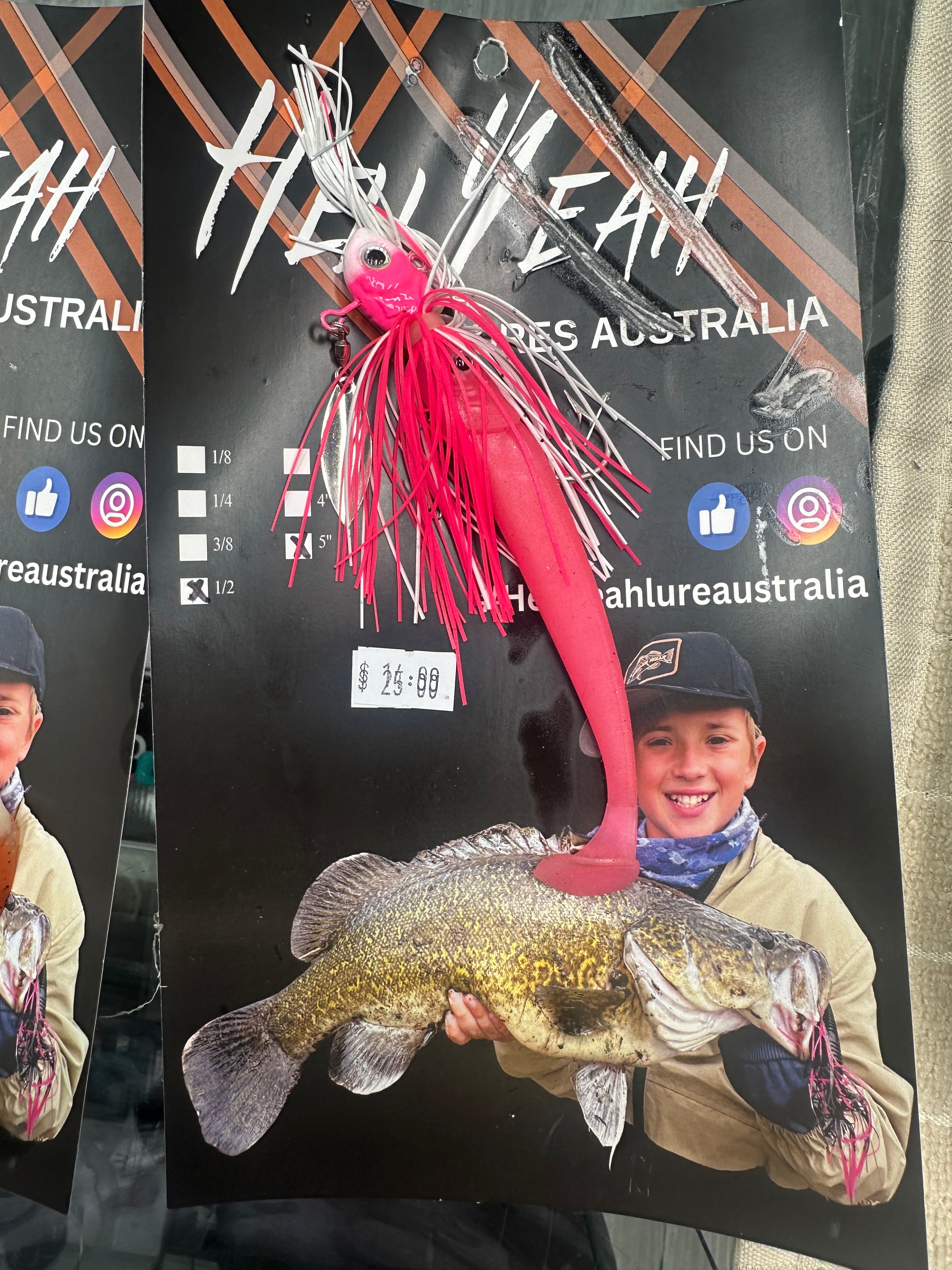 Hell Yeah Swim Jig Flasher 3/4oz 6Inch Paddle Tail Pink White