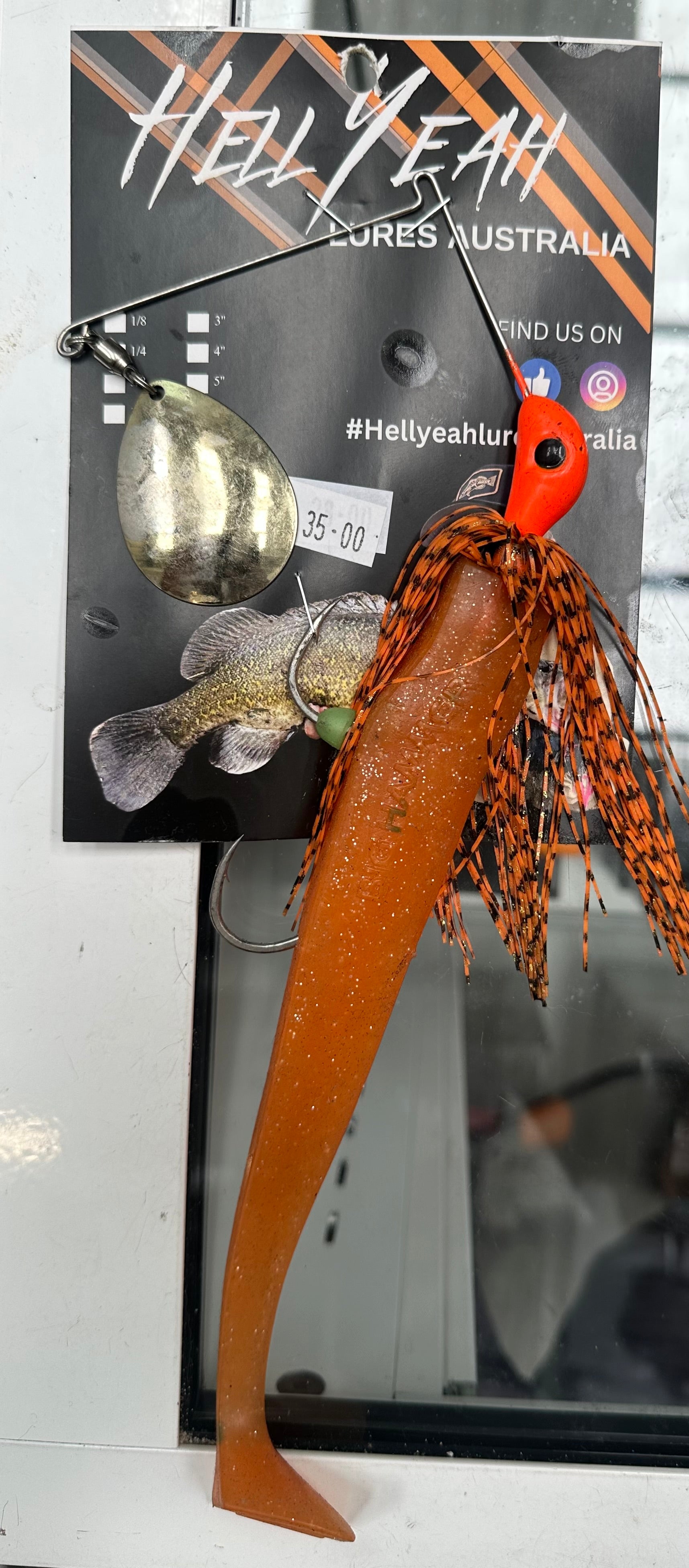 Hell Yeah Spinnerbaits 10 Inch Rigged Orange Betty Big Cod Spinnerbait