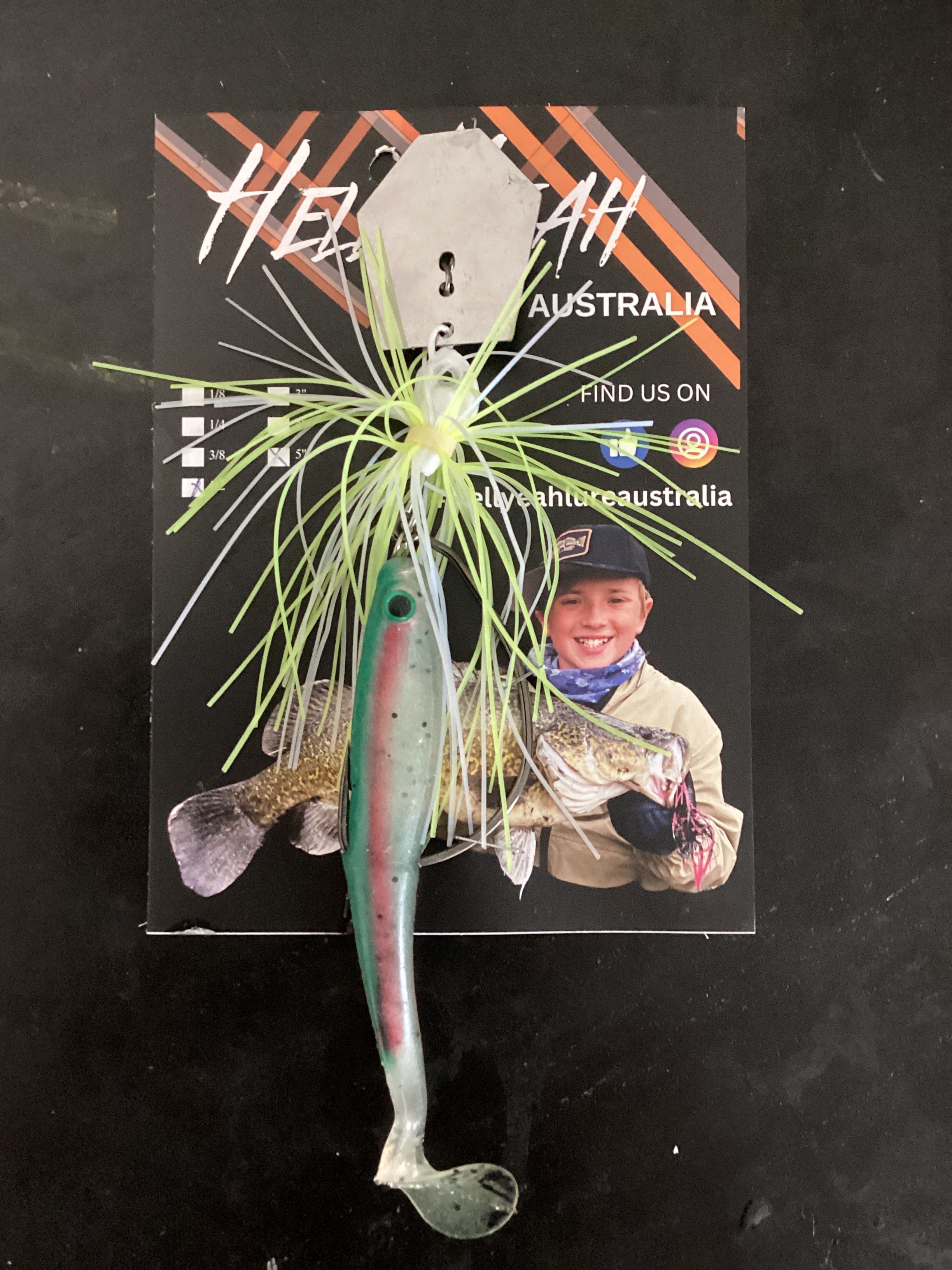 Hell Yeah 1/2oz Weedless 5” Chatterbait Chart White Rainbow