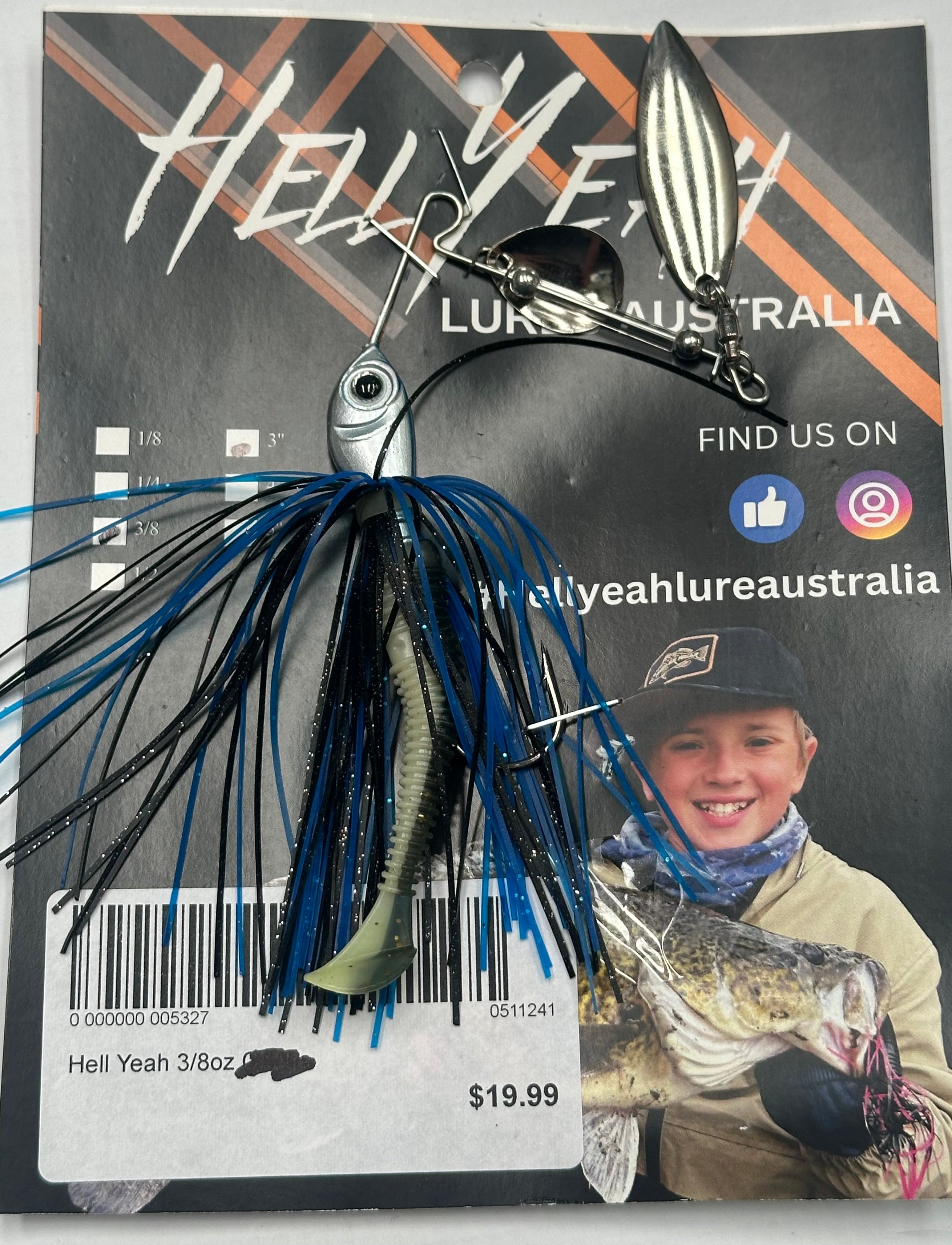 Hell Yeah Spinnerbaits Custom Silver Blue Black 3” 3/8th