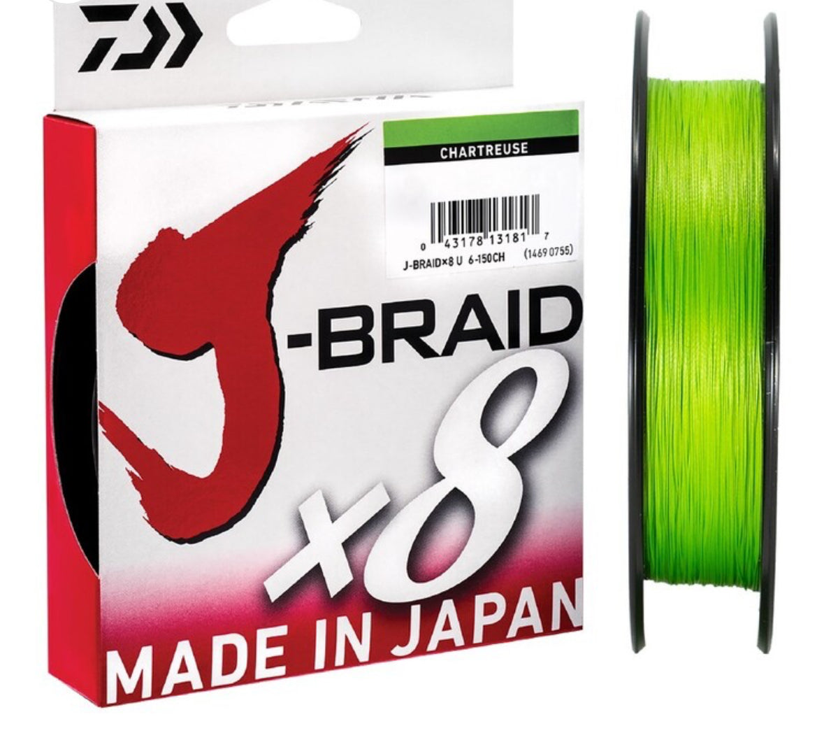 Daiwa J-Braid x8 Braid Line 300m Chartreuse 30