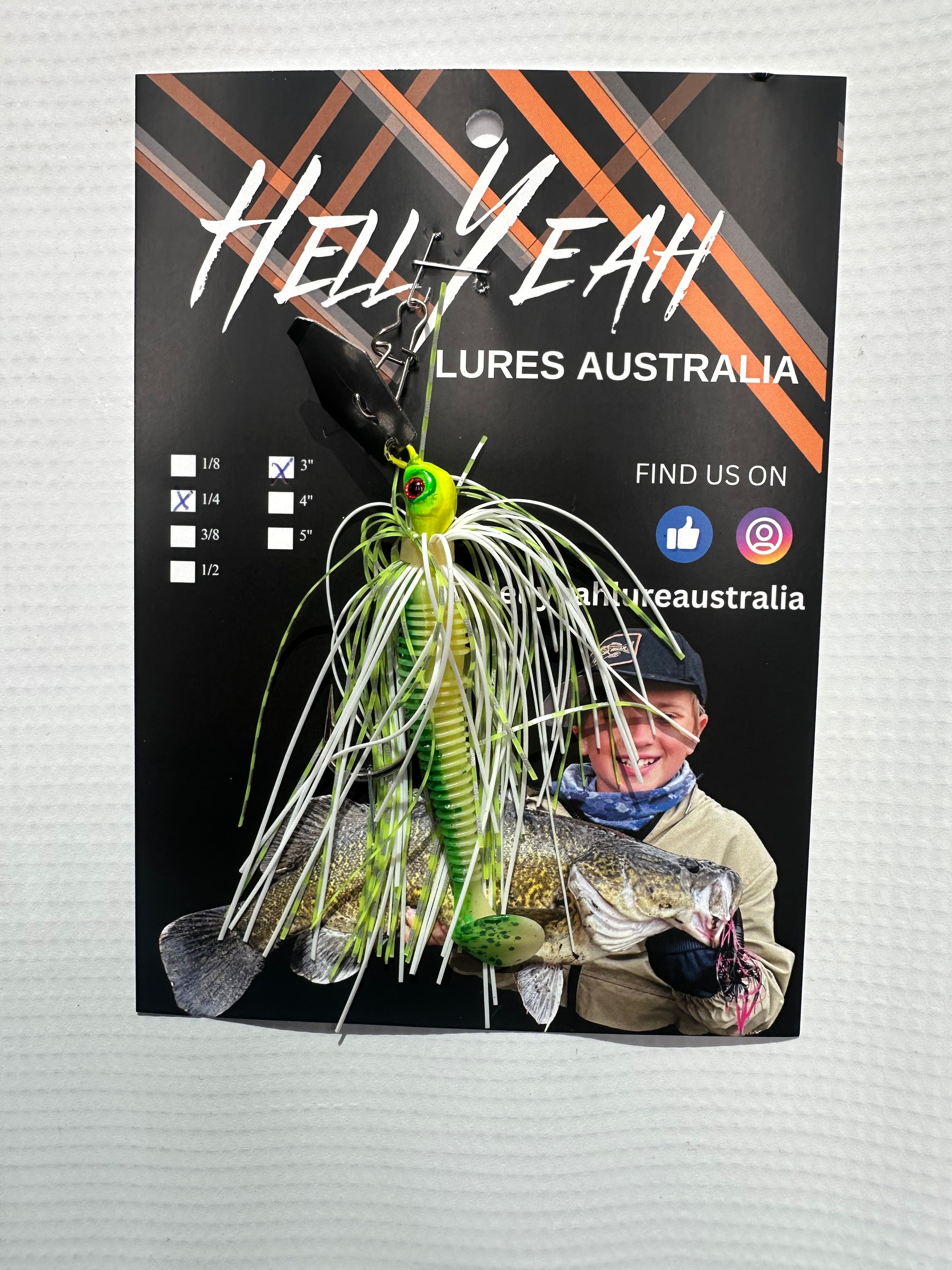 Hell Yeah Lures Chatterbaits Hd Custom 1/4th 3” Green Chart white